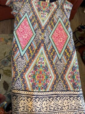 Rare Editions Bold Multicolor Geometric Mini Dress